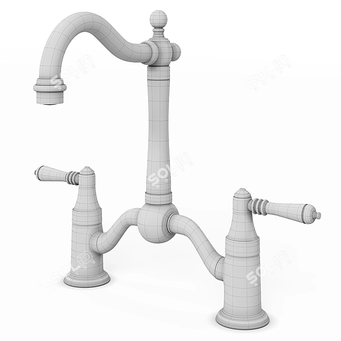 Metal Bridge Kitchen Faucet: 3D Model 3D model image 5