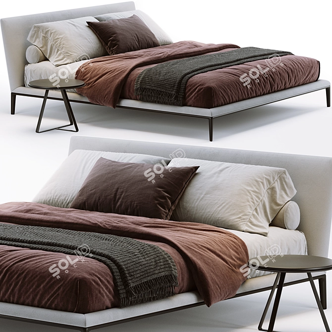 Luxurious B&B Italia Atoll Bed 3D model image 1