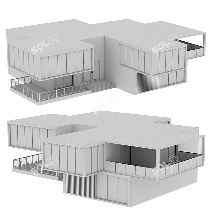 Sleek Modern House Design 3D model image 5