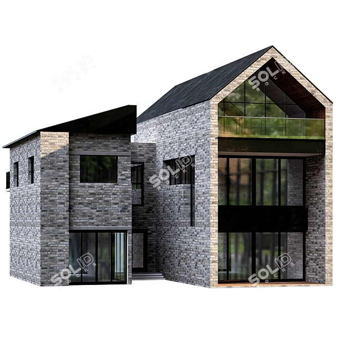 Farmhouse Delight: Rustic Barn House 3D model image 2
