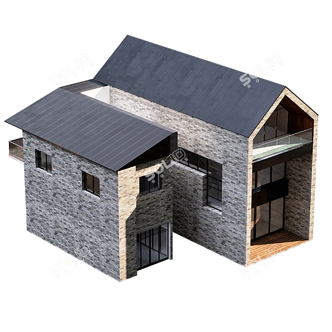Farmhouse Delight: Rustic Barn House 3D model image 3