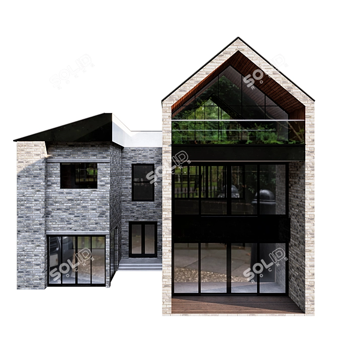 Farmhouse Delight: Rustic Barn House 3D model image 5