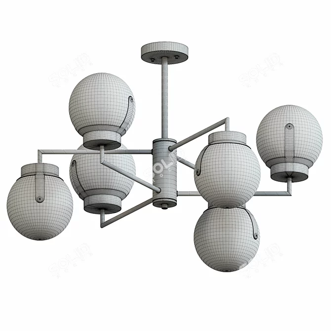 Industrial Loft Ceiling Chandelier 3D model image 2