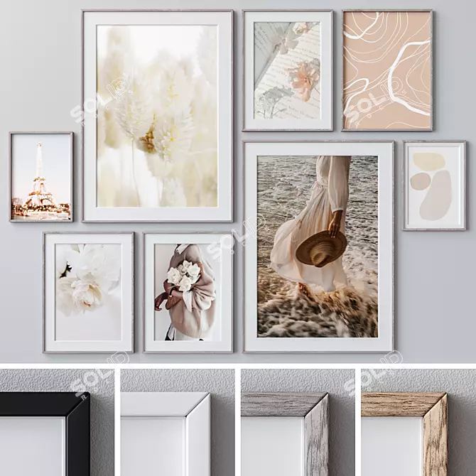 Elegant Set of Wall Paintings 3D model image 1