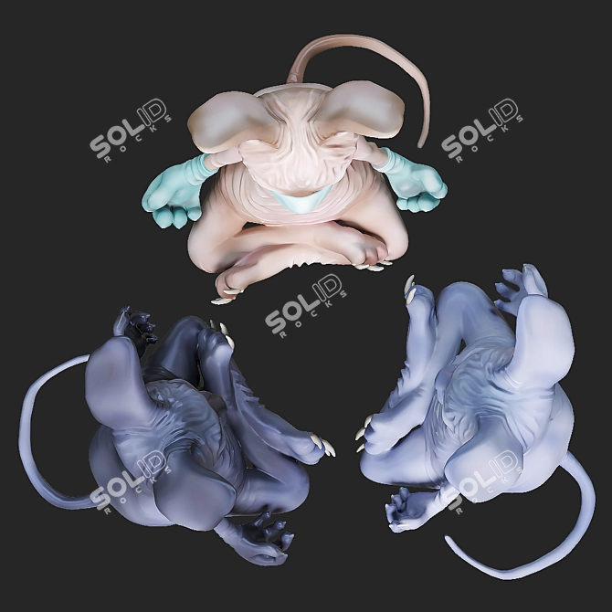 Whimsical Sphinx Cat Figurines 3D model image 3