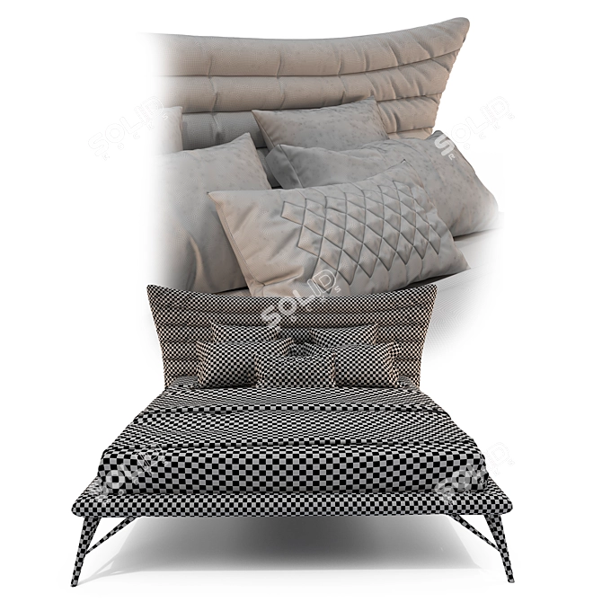 Imodern Venezia Bed: Stylish & Spacious 3D model image 3