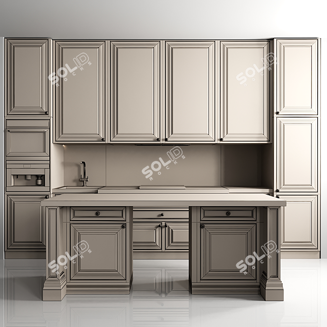 Modern Kitchen 3D Model 3D model image 4