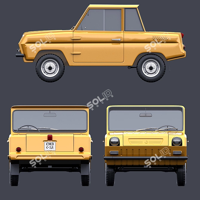 SMZ S-3D: Soviet Car for Disabled 3D model image 3