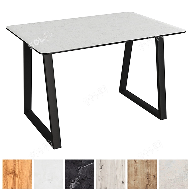 PAMIR-6 OM: Stylish Metal Table with Glass-Plastic Top 3D model image 1