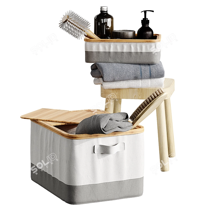 Ikea RABBLA Box & FLISAT Stool: Stylish Bathroom Decor 3D model image 1