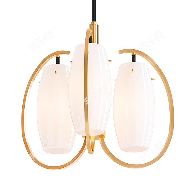 Elegant Italian Satin Glass Chandelier 3D model image 1