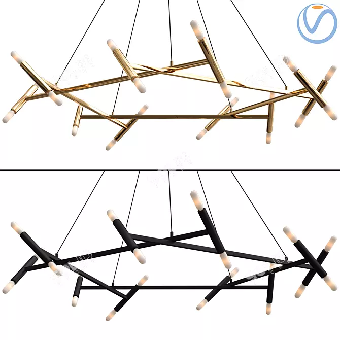 Petite Pentagon Chandelier 3D model image 1