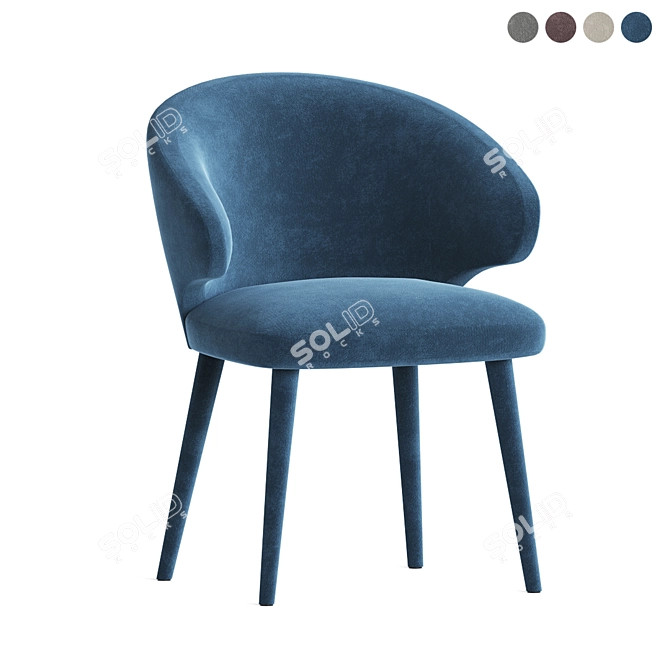 Cardinale Velvet Dining Chair: Modern Elegance 3D model image 2