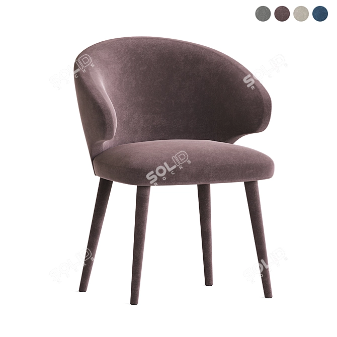 Cardinale Velvet Dining Chair: Modern Elegance 3D model image 3