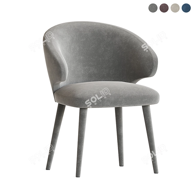 Cardinale Velvet Dining Chair: Modern Elegance 3D model image 4