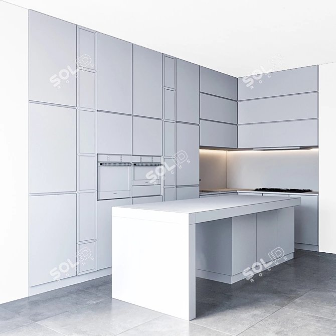 Modern Kitchen24: Sleek Design, Spacious Storage 3D model image 4