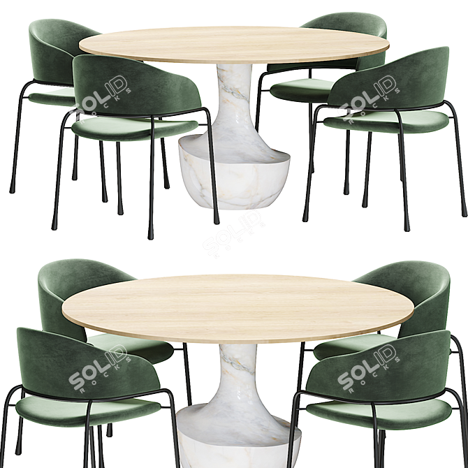 Modern Potocco Fast Dining Table: Stylish and Functional 3D model image 1