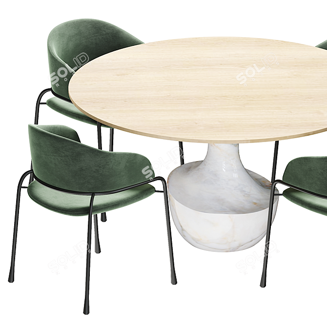 Modern Potocco Fast Dining Table: Stylish and Functional 3D model image 4