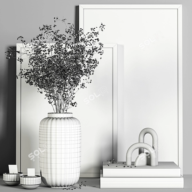 Elegant Breath Flower Decor Set 3D model image 5