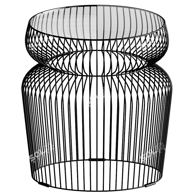 Graphite Metal Glass Spokes End Table 3D model image 1