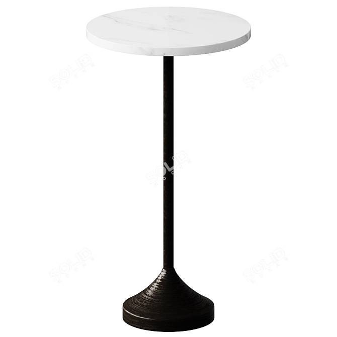 Elegant Brass & Marble Drinks Table 3D model image 1