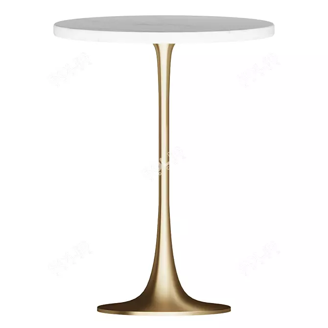 Nero White Marble Accent Table 3D model image 1