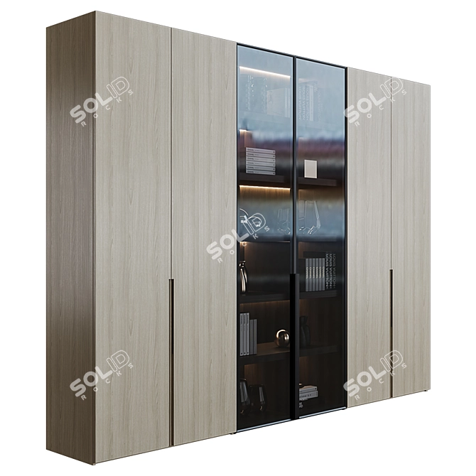 Designer Cupboard with Lighting & Shelf 3D model image 1