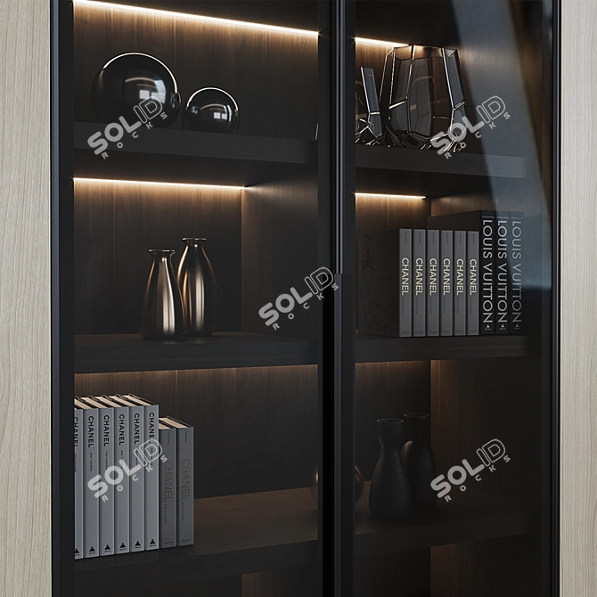 Designer Cupboard with Lighting & Shelf 3D model image 4