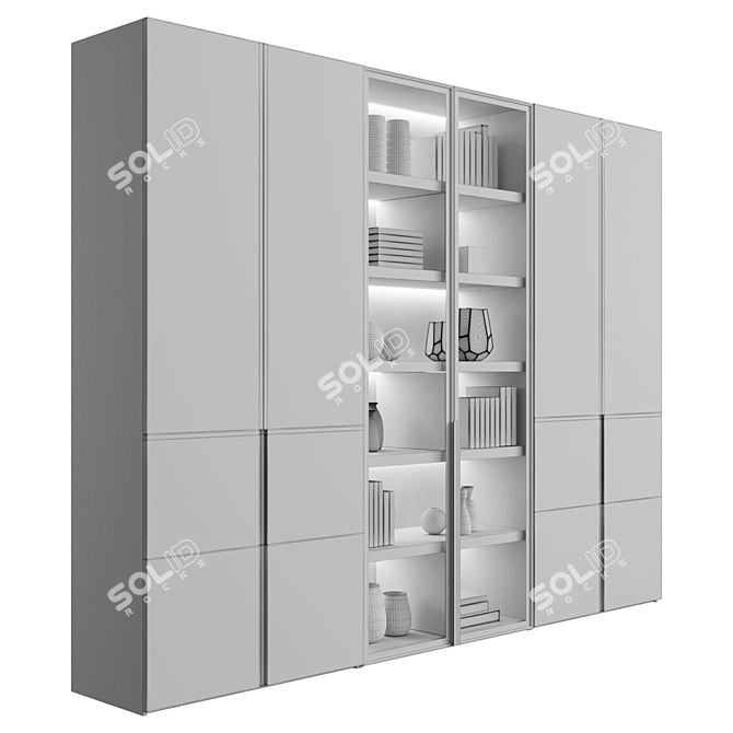 Designer Cupboard with Lighting & Shelf 3D model image 5