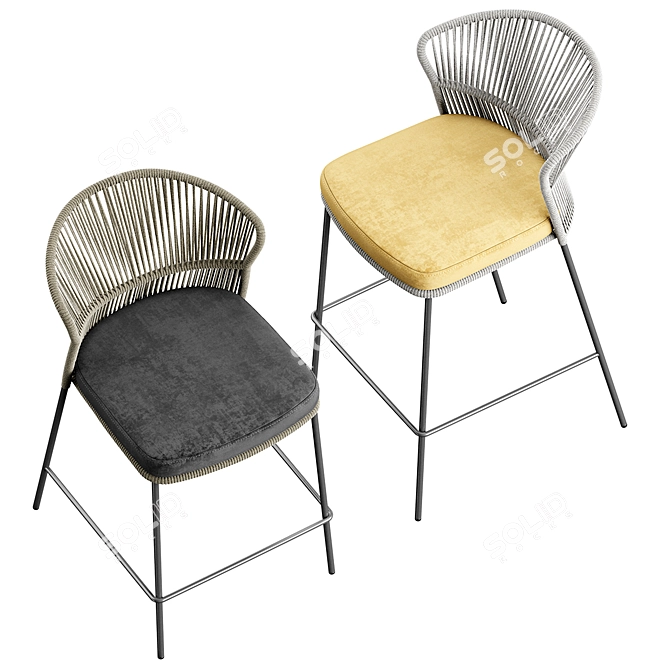 Elegant Ola Bar Chair 3D model image 3