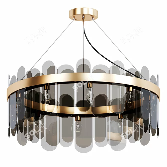 Elegant Glass Hanging Chandelier 3D model image 1