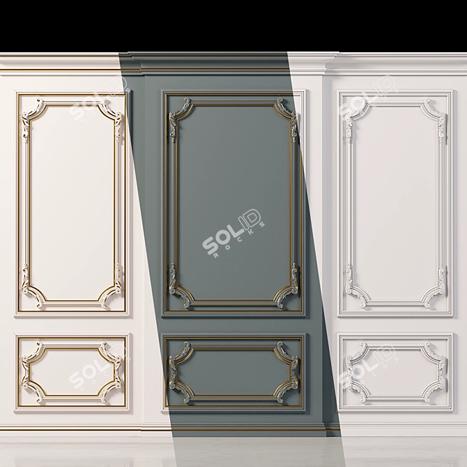 Elegant Wall Molding Accent 3D model image 1