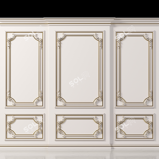 Elegant Wall Molding Accent 3D model image 3