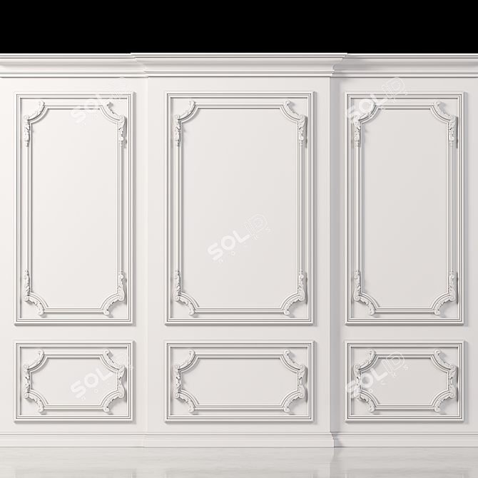 Elegant Wall Molding Accent 3D model image 4