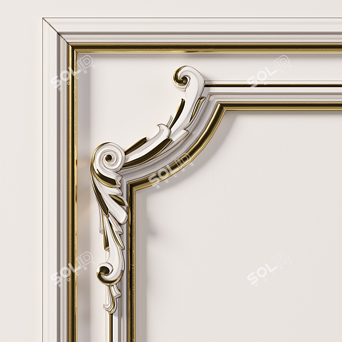 Elegant Wall Molding Accent 3D model image 6