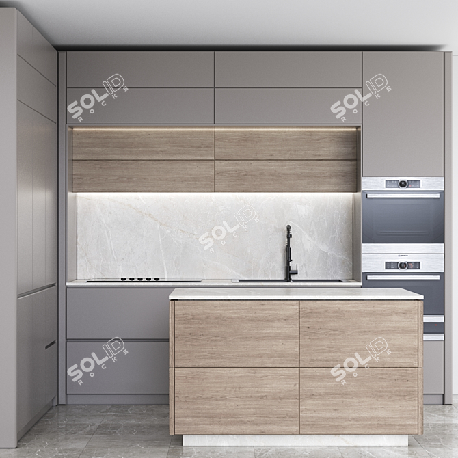 Modern Kitchen Set 3D model image 1