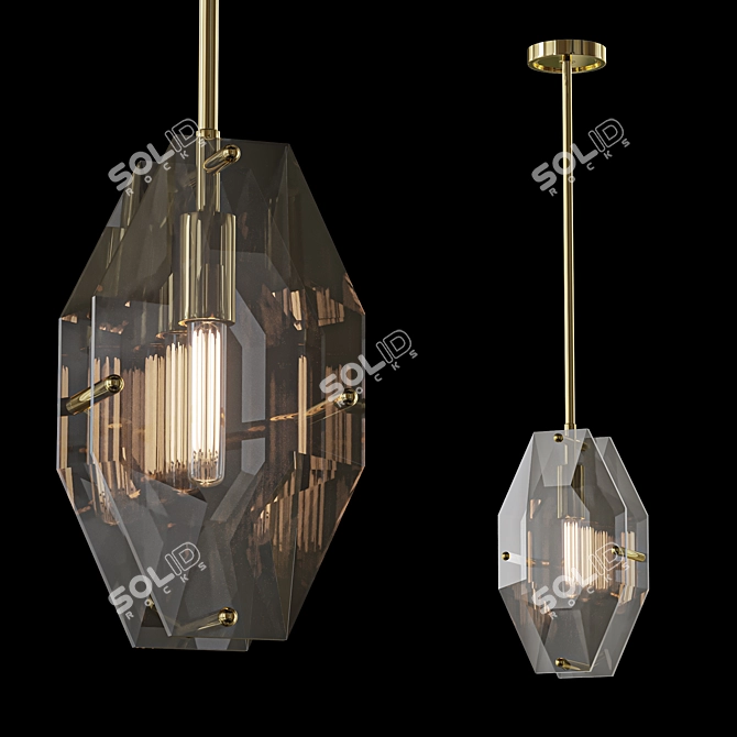 Sleek Topaz Pendant Light 3D model image 2