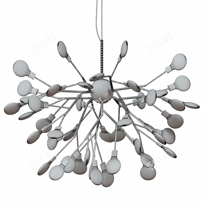 Elegant Glass Shade Chandelier 3D model image 2