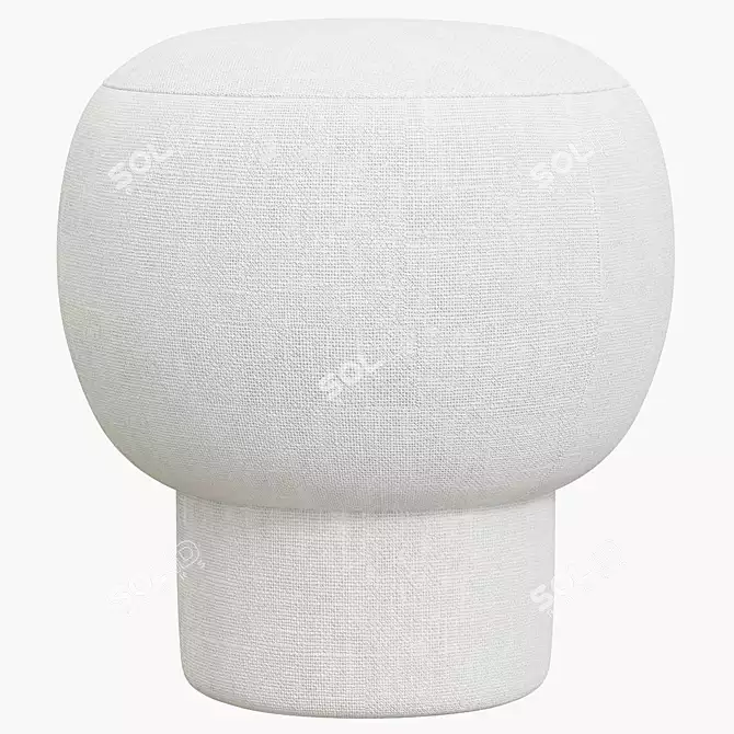 Champagne Round Fabric Pouf 3D model image 1