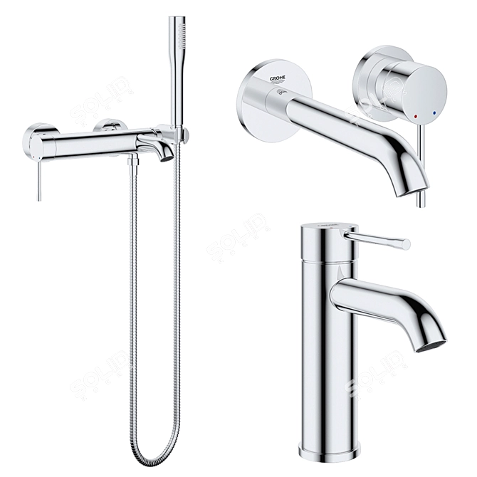 Essence Mixer Taps: Perfect for Baths & Sinks 3D model image 1