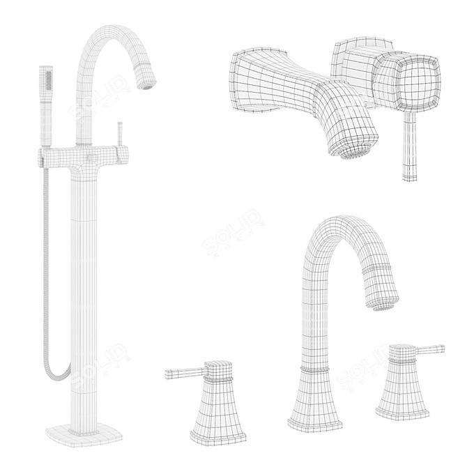 Grandera Mixer Taps Set 3D model image 5