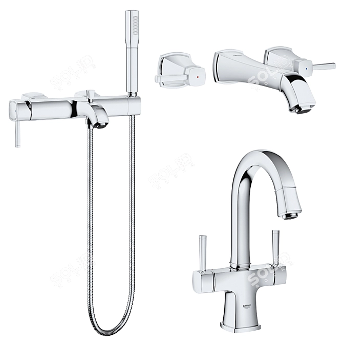 Elegant Grohe Grandera Mixer Set 3D model image 1