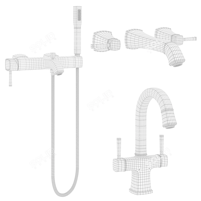 Elegant Grohe Grandera Mixer Set 3D model image 5