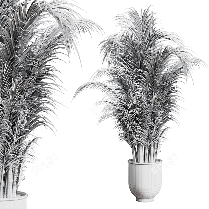 Concrete Palm Pot - Indoor Plant Vase 3D model image 4