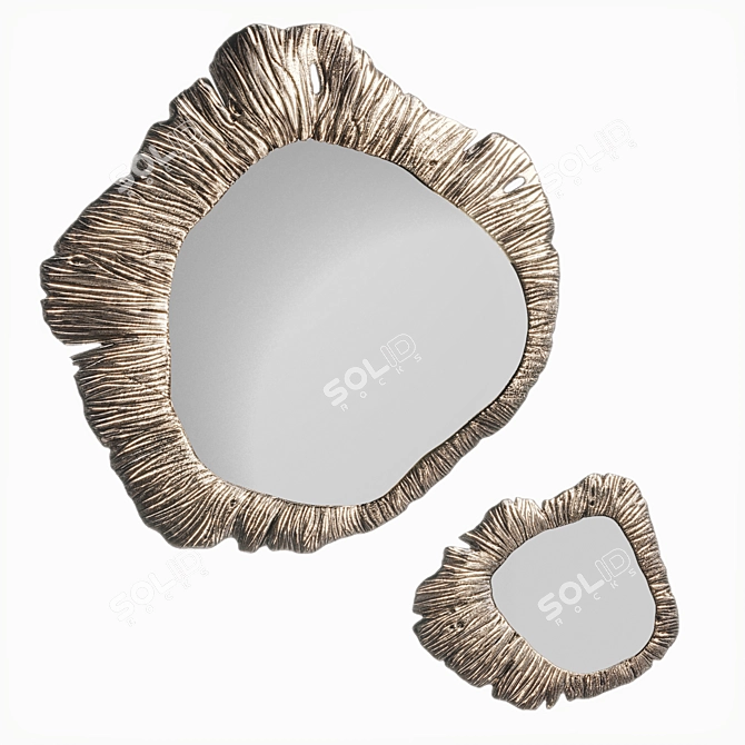 Handcrafted Brass Finish Mirror 3D model image 1