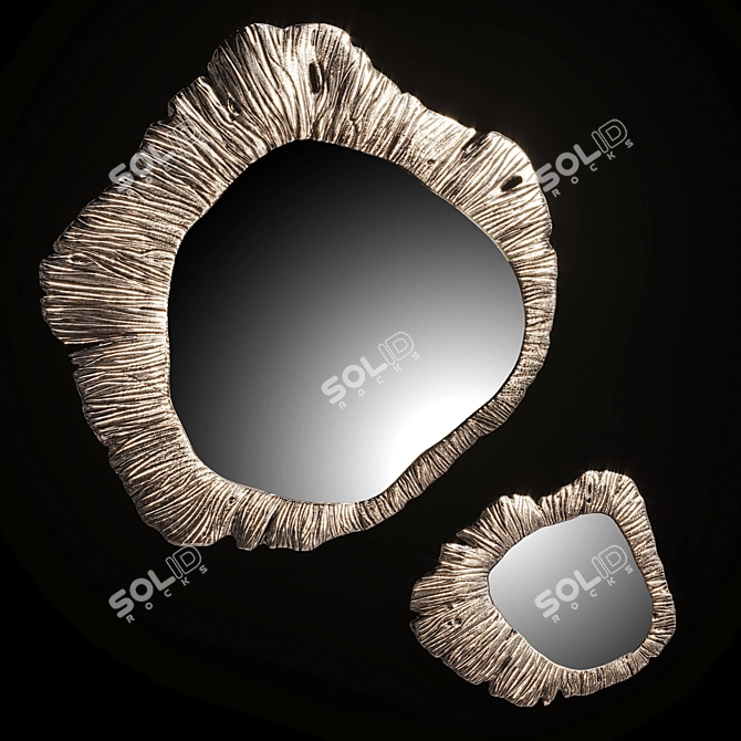 Handcrafted Brass Finish Mirror 3D model image 2