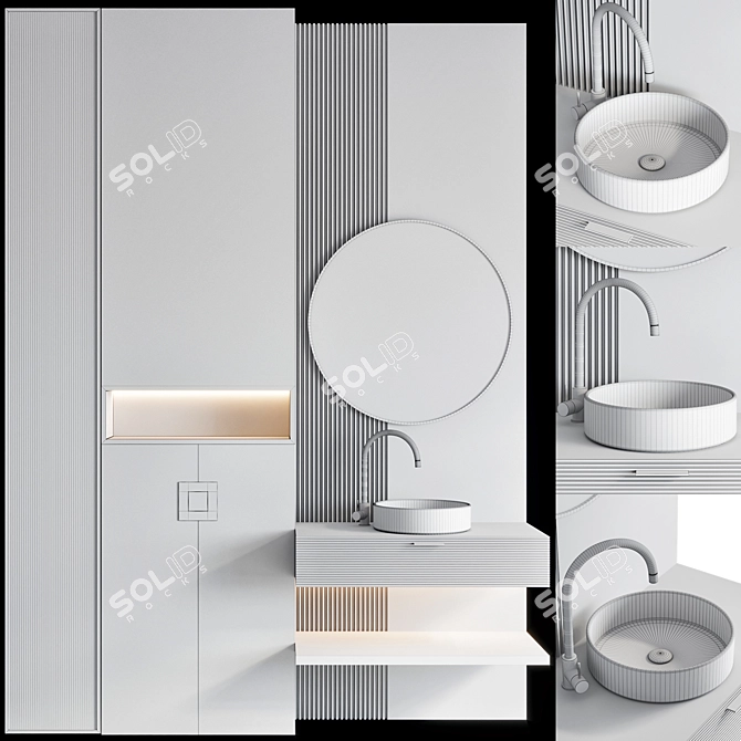 Modern Luxe Bathroom Vanity Set 3D model image 4