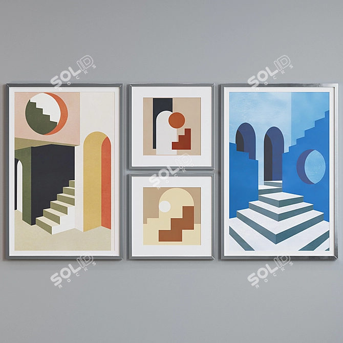 Modern Graphic Frame Set 3D model image 2