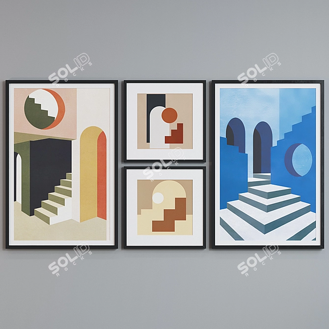 Modern Graphic Frame Set 3D model image 4