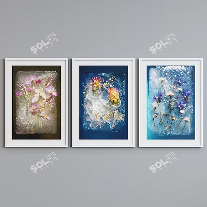 Modern Ice Frame Set - 3 Frames in 5 Colors 3D model image 3